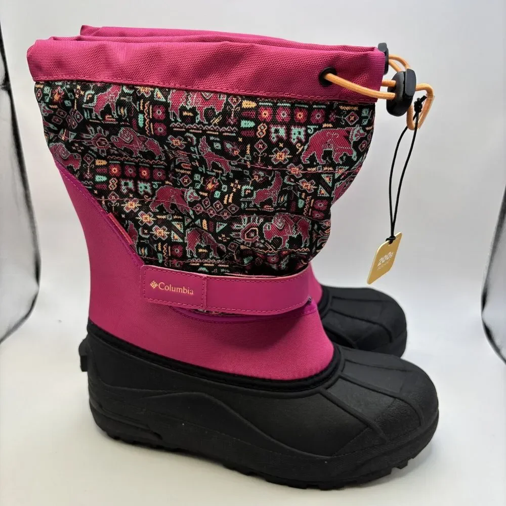 Columbia Powderbug Plus II Print Snow Boot Toddler Pink‎ Canvas Size 6